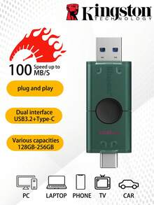 Kingston USB Flash Drive USB3.2 Type-C USB Flash Drive 128GB 256GB High-Speed Flash Drive DTDEG2 - Multicolor - View 1
