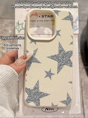 1 件银色星纹荔枝纹防摔防滑软手机壳保护套适用于苹果和三星手机防水防震防刮