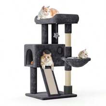Cat Tree, 36 Inch Cat Tree Tower With Cat Condo, Small Cat Tower With Scratching Post & Sisal-Covered Scratching Board, Cat Climbing Tower With Hammock, Cat Tree For Indoor Cats - Dark Grey - View 9