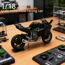 1/18 Scale Collectible Motorcycle Model, Compatible With Posable Rider Figurine - Durable Plastic Construction, Suitable For Home/Office Display - Ideal Gift For Motorcycle Enthusiasts And Teens - Sports Replica Version, Green Rims And Aerodynamic Design - Manual Operation, Weather-Resistant Collectible, Suitable For Adults And Teens, Motorcycle Gift, Motorcycle Decor, Kids Motorcycle