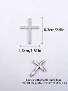 1pc Metallic Cross Car Bumper Sticker, Rear Car Decor, Car Scratch Protection Covering - Multicolor - View 5