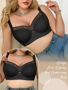 MIMILEMON 2 Pieces Plus Size Women's Bra Set - Black Sexy Lace, Anti-Sagging, Versatile Comfortable Fit - Multicolor - View 6