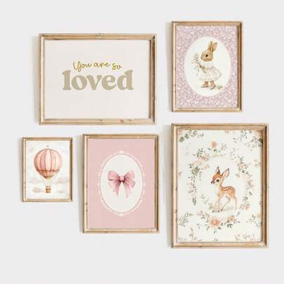 1pc Framed/Canvas Wall Art, Vintage Style Kids Room Decor, Pink Gallery Wall Set, Nursery Decor, Christening Gift, Farmhouse Wall Decor, Girls Bedroom Digital Printed Artwork, Bathroom Wall Decor. Themed Poster, Bedroom Decor, Room Decor, Home Decor, Decorations, Winter Home Decor, Wall Decor.