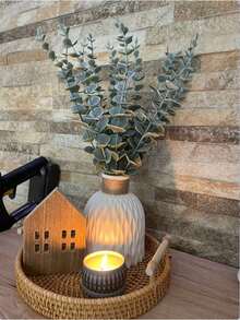 1 Bandeja de servir de ratán tejida a mano, bandeja de té de doble asa, plato de frutas, cesta de pan y aperitivos, bandeja redonda tejida a mano, cesta de aperitivos, cesta de almacenamiento, suministros para fiestas y festivales de gran tamaño. - Caqui - Ver 8