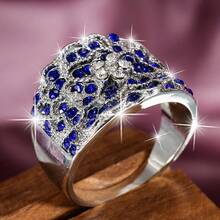 1pc Elegant & Luxurious Women's Engagement Ring, Silver-Tone Setting With Sparkling Red Synthetic Cubic Zirconia, Ideal For Weddings, Parties, And Valentine's Day Gift For Loved One