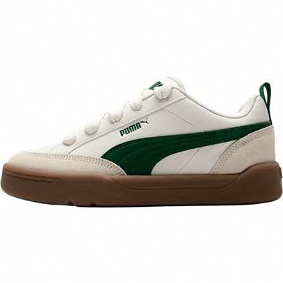 Puma 休閒鞋日常通勤 低筒板鞋 輕便耐磨 男女同款中性鞋 拼接皮面情侶鞋 耐磨復古街頭校園運動休閒鞋 綠色 Park Lifestyle OG 397262-02