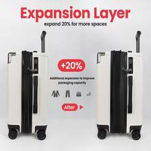 Suitcase Three Size 20"/24"/28",Expandable Hardside With Double Spinner Wheels & TSA Lock,Carry On Luggage Travel Suitcase Suit Case Durable Travel Luggage,Travel And Vacation Companion, Student Suitcase For Back-To-School Season - MILK-WHITE - 查看 6