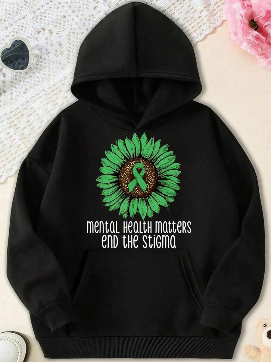 Menal Healh Maers End He Sigma Awareness  Hoodie,Fall Hoodies,Men's Fall Clothes,Street Wear,Halloween,Mens Hoodies,Y2k Clothes,Jesus Hoodie,Thanksgiving Day,Nightmare Before Christmas,Christmas - Black - View 1