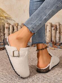 Boken 女士 2025 年春季新款厚底拖鞋，一脚蹬休闲乐福鞋 - 米色 - 查看 5