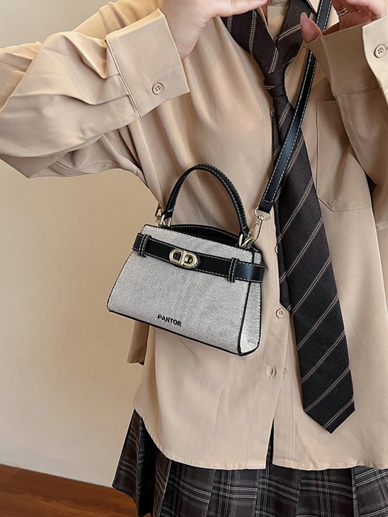 حقيبة يد صغيرة متعددة الاستخدامات بألوان متباينة ل...