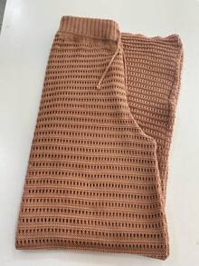 Crochet Knit Beach Cover-Up Pants Women's Fashion Knit Summer - 米色 - 查看 2