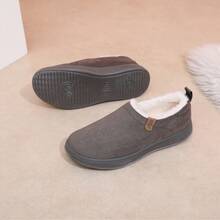 Botas de nieve con forro térmico para hombre, zapatos casuales de fácil puesta, unicolor - Café integral - Ver 4