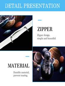 Juego de ropa de cama personalizado de 3 piezas (1 funda de edredón reversible + 2 fundas de almohada de una sola cara), con patrón de astronauta y espacio, funda de edredón personalizable con nombre, material de poliéster, lavable a máquina, adecuado para dormitorio de niños - Multicolor - Ver 5