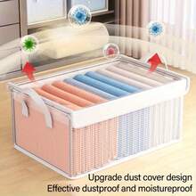 5-Piece Large-Sized PVC Dust-Proof Foldable Clothing Storage Box With Lid, Perfect Choice For Home And Dormitory, Clothing Storage Box, Wardrobe Organization, Under-Bed Storage Basket, Cushion Storage