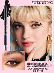 MISSLYN 1PC Draw The Rule Eyeliner, Ultra Black, Pigmentasi Tinggi, Tekstur Halus dan Krim, Aplikasi Halus, Tahan Lama, Anti Luntur, Definisi Presisi, Tahan Air & Keringat, Ramah untuk Pemula, Mudah Digunakan, Perlengkapan Makeup Halloween - Nomor 50 - View 4