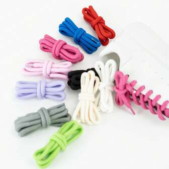 1 对 8 毫米螺纹鞋带，休闲百搭黑白粗圆形鞋带