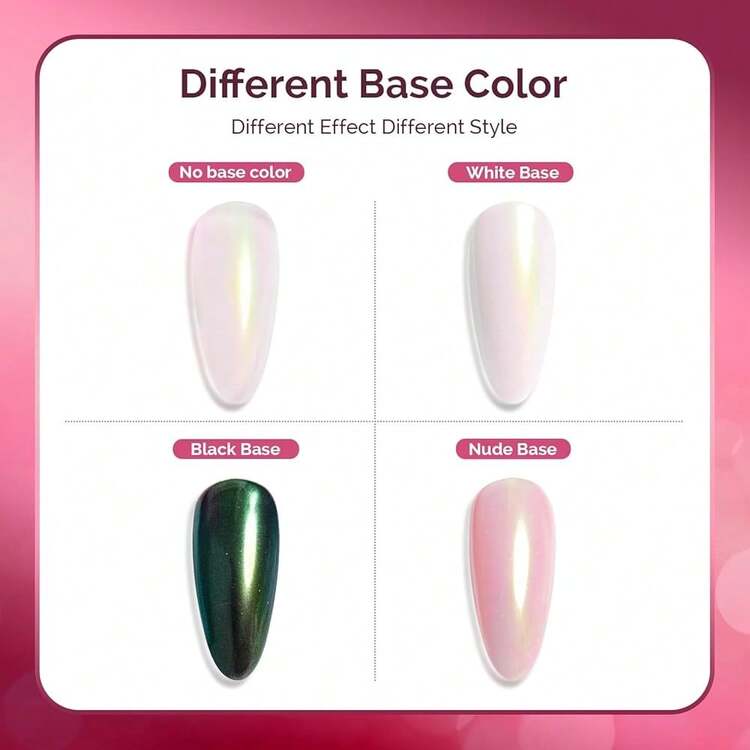 Chrome Nail Powder For Gel Nails, Aurora Fine Glitter Powder Mirror Effect Pigment Pearlescent Mermaid Pigment Pearl Glitter For Home DIY Salon Use{"Color_name":"Aurora"} - Aurora - 查看 5