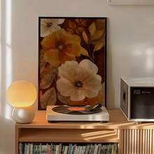 1 Stück Vintage Herbst Blumen Leinwandkunstdruck - Warmes Braun & Orange Botanische Wanddekoration, Boho Herbststil, Ungerahmt, Ideal für Wohnzimmer, Schlafzimmer, Küche, Esszimmer, Badezimmer - Geschenk zur Schulanfang, Raumdekoration