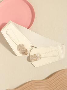 1pc Women's Elastic Waist Belt, Stretchy PU Leather Waist Band Decoration For Dresses, Versatile & Fashionable