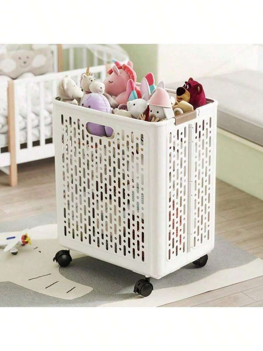 1 Stück große faltbare Wäschekorb mit Rädern und Griff - Multifunktionale PP-Gewebe Kleidung und Miscellaneous Aufbewahrungskorb, zusammenklappbarer Schmutzwäschekorb, geeignet für Badezimmer, Balkon und Hausorganisation