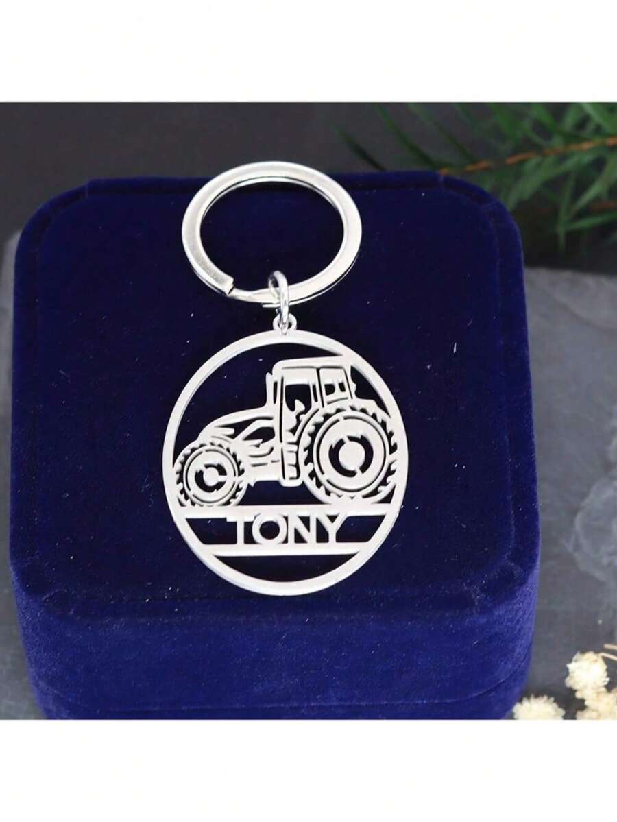 Customized Keychain Without Chain - Personalized Stainless Steel Keychain, The Best Gift For Your Loved One, Durable And Fashionable, Suitable For Backpacks, Cars, Loved By Men, Tractor Enthusiasts And Outdoor Lovers, Great For Room Decor