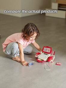 Children's Toy Store Cashier Playset (2 Simple Versions - 1 With Calculator/1 Without Calculator, Batteries Not Included), Play Money & Cash Register Pretend Play Interactive Toy, Kindergarten Gift, Holiday Present