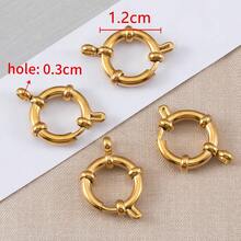 4pcs/Pack Stainless Steel Spring Snap Shackles (1.4cm Diameter), Suitable For Diy Punk Style Necklace, Anklet And Bracelet Making Etc. - Gold - View 6