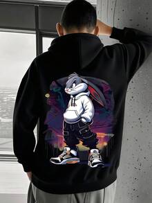 1pc Teen Boy Cartoon Rabbit Print Sweatshirt, Soft And Comfortable, Perfect For Daily Outings In Spring And Autumn