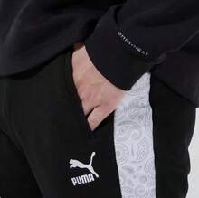 Puma 刺绣徽标男友风格男士抽绳腰部针织锥形休闲运动裤 - 黑色 - 查看 7