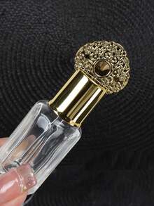 1/2 st 12 ml arabiska åttkantiga klara parfymflaskor i glas med guldfiligran-kronkork, glasdroppare + gratis 3-i-1 påfyllningsverktyg, läckagesäkra påfyllningsbara resebehållare för kosmetika, DIY-aromaterapi, heminredning och present för kvinnor och män - Genomskinlig - Visa 8