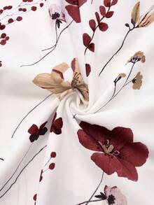 Women's Elegant Ditsy Floral Chiffon Dress With Shawl, 2 Pieces Set