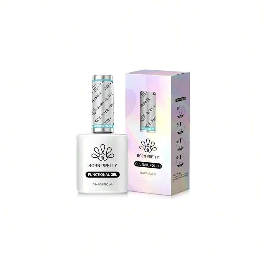 Nail-Primer, Acid Free Natural Nail Bond Nail-Primer For Gel Nail Polish, Non Acid Nail-Primer For U V Gels, Fast Drying Prep Dehydrator Base Varnish Manicure Bonder Liquid 15ml{"Color_name":"15mlNailPrimer"} - 15毫升指甲底霜 - 查看 1