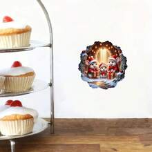 ملصق حائط عيد الميلاد قطعة واحدة، عائلة فأر جميلة بقبعات سانتا وصندوق هدايا، ملصق لاصق ذاتي من البي في سي، ديكور منزلي لغرفة المعيشة والنوم والمدخل، مشهد ثلجي شتوي