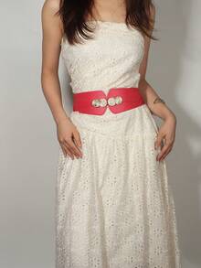 1pc Women's Elastic Waist Belt, Stretchy PU Leather Waist Band Decoration For Dresses, Versatile & Fashionable