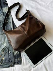 Sac bandoulière rétro Melad, nouveau sac à main de mode coréenne pour femmes, sac à épaule de grande capacité, indispensable pour la rentrée scolaire, excellent cadeau pour la fête des enseignants, motif de lettre personnalisable, réutilisable, sac pour enseignants, cadeau idéal pour les éducateurs, cadeau de demoiselle d'honneur pour maman - Tabac - Voir 7