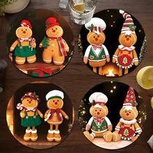 Christmas Gingerbread Man Coasters, Add A Sweet Touch To Your Holiday With These Wooden Coasters, Suitable For Coffee, Tea And Beverages, An Ideal Choice For Home And Restaurant Decor, Gingerbread Man Coasters, Snowman Coasters, Gingerbread Christmas Decor, Holiday Tableware, Holiday Themed Decor, Durable Wood, Holiday Shoppers, Gift Buyers