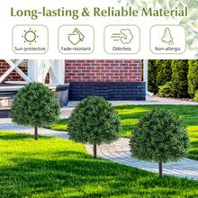 2PCS 28'' Artificial Boxwood Topiary Ball Tree Set W/Ground Spike Sun-Protective - Green - View 8