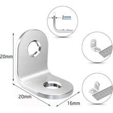 Soportes de Esquina en L, 50 pack Soportes de Acero Inoxidable en L para Estantes 90 Grados, con Tornillos Soporte de Esquina de Metal, Soporte de Angulo Recto Pequeo 20mm - 20 mm - Ver 7