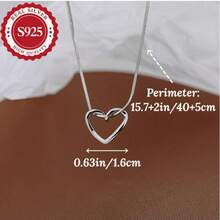 925 Sterling Silver Heart Pendant Necklace, Elegant & Luxury Style For Women, Hypoallergenic, Suitable For Daily Wear And Parties - Silver Heart - View 14