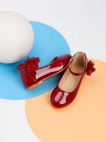 1 Đôi giày da đế bằng thời trang mới cho học sinh, giày ngoài trời thoải mái cho bé gái - Màu Đỏ Sâu - Xem 8