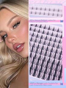 !! !Wispy Lash Clusters Extensions 180Pcs Anime Eyelash Clusters D Curl Manga Lashes Clusters Natural Look 8-16MM Cluster Eyelash Extensions Individual Lash Extension Pack,180448/470/640Pcs. Random Style.