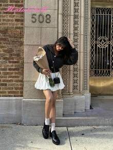 HoloChill Women's Hooded Contrast Button Pocket Drawstring Casual Cardigan, 2025 Autumn/Winter New Collection, Suitable For Christmas