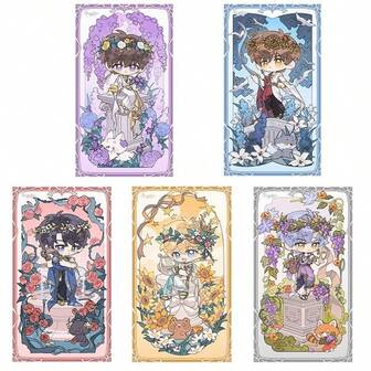 5 张可爱动漫卡通人物收藏卡、御宅族角色扮演爱好装饰、圣诞礼物