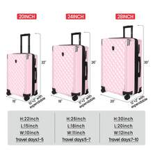 NEW YORK XPRESS Suitcase 20"/24"/28",Expandable Hardside W/Double Spinner Wheels&TSA Lock,Carry On Luggage Travel Suitcase,Student Suitcase For Back-To-School Season - 粉色 - 查看 8