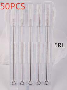 50pcs/100pcs Disposable Sterile Tattoo Needles Assortment, 3RL,5RL,7RL,9RL,5RS,7RS,9RS,5M1,7M1,9M1 Tattoo Cartridge Needles, Includes Grip Tips, Ink And Magnifier Glasses