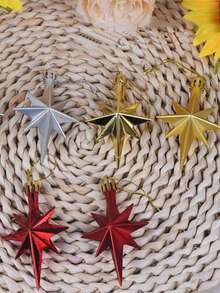 12个圣诞独特星形吊坠装饰品，塑料圣诞树挂饰，家居办公室节日派对装饰，场景装饰，节日装饰，房间装饰，家居装饰，办公室装饰，主题派对装饰，圣诞装饰，冬季圣诞装饰，家居圣诞礼物，圣诞装饰品 - 彩色 - 查看 3