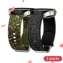 2 Sets Of Cute Floral Watch Straps With Soft Watch Straps Compatible With Samsung Band Galaxy Watch 4 Strap/Galaxy Watch 5 Strap, Galaxy Watch 3 Strap/Galaxy Watch Strap/Active 2 Strap, 20mm Soft Sports Strap Replacement For Women And Men (Strap Only) Without Watch