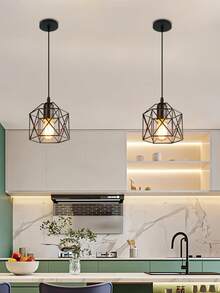 Lámpara colgante de estilo industrial vintage E27 para comedor, bar, cocina, pasillo, baño, balcón, dormitorio - Negro - Ver 5
