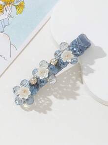 1pc Cute Crystal Flower Decor Hair Clip, Multi-Color Rhinestone Floral Hair Accessory Suitable For Daily Wear, Festivals, Dates, Gifts, Looks Of Party, Claw Clips