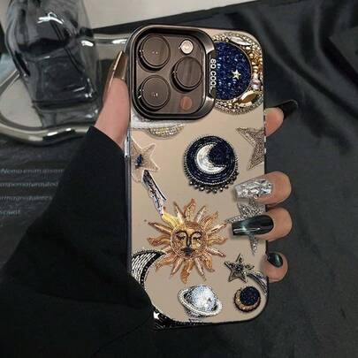 Funda protectora de teléfono de alta gama, colorida y plateada, compatible de forma retroactiva con 15 Pro Max, compatible con iPhone 16/11/13 Pro/15 Pro/15/13 Pro Max, material anti-caída para iPhone 14/13/12, cobertura completa para iPhone 12 Pro Max